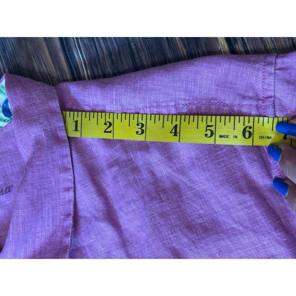 Tommy Bahama Shirt Mens XXL Purple 100% Linen Short Sleeve Button Down Camp - Picture 8 of 16